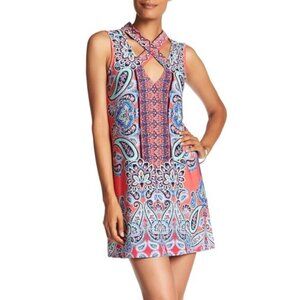 Trixxi Paisley Print V-Neck Shift Dress